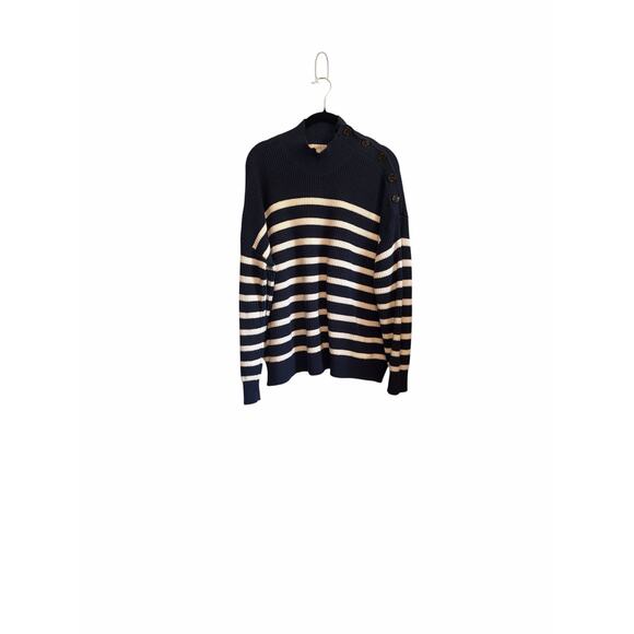 LOFT Sweaters - Loft Mock Neck Button Neck Long Sleeve Stripe Sweater Size XLarge